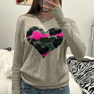 Aqua Cashmere Heart Sweater